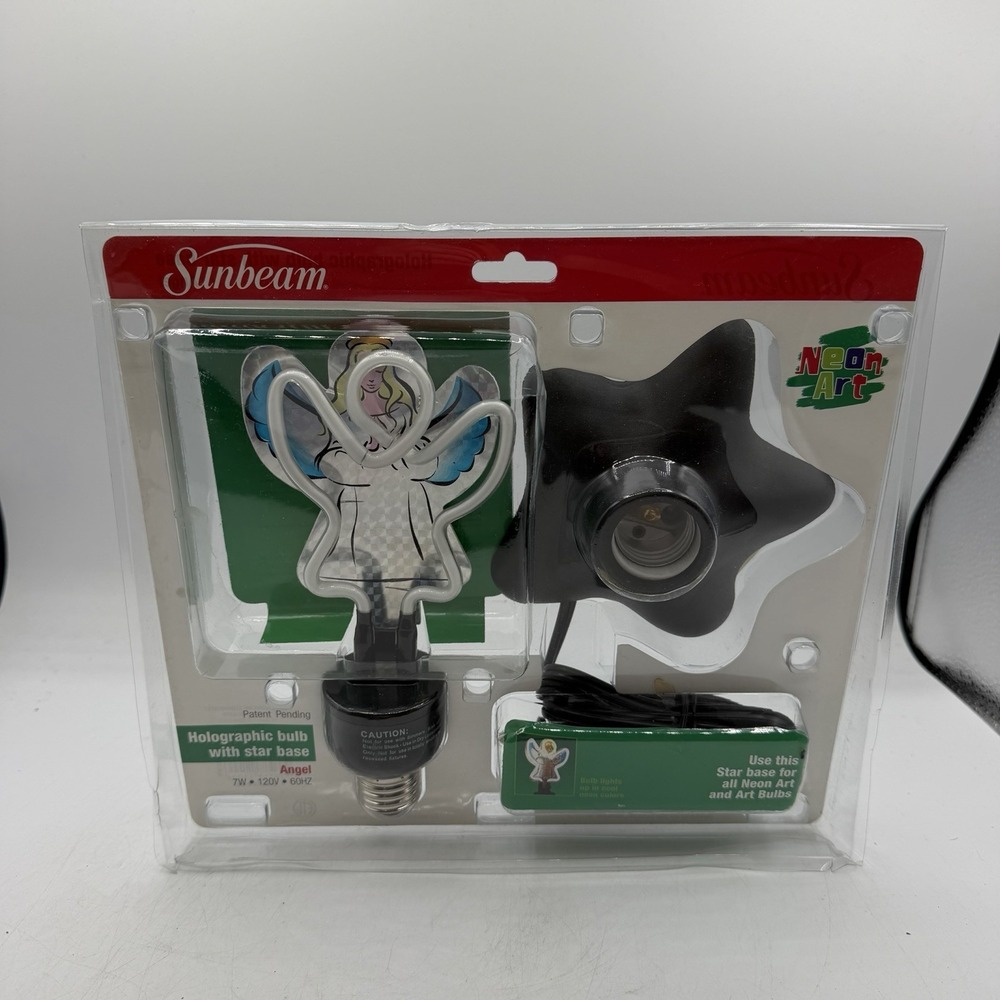 Christmas Angel Sunbeam Holographic Star Bulb With Its Own Base Stand Alone 2005